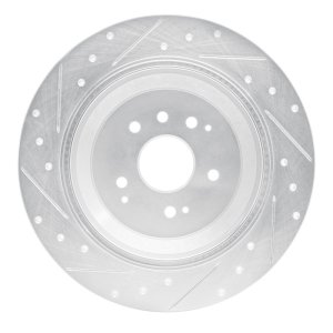 Acura MDX Brake Rotor (1) - Rear Right - R1 Concepts - Drilled & Slotted - Silver - `14-`16